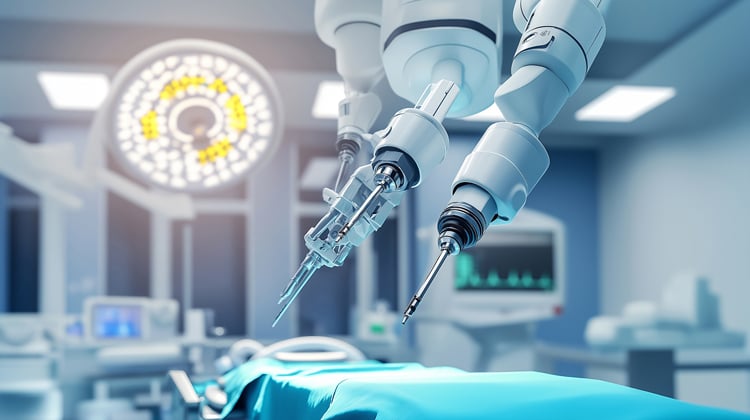 Surgical room with robotic arms